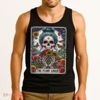 The Plant Lover Tarot Card Skeleton Flower Gardening Tank Top thumb 3