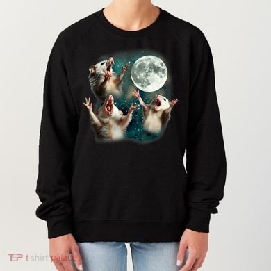 Three Possum Moon | 3 Opossum Funny Weird Cursed Meme Women's Sweatshirt