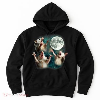Three Possum Moon | 3 Opossum Funny Weird Cursed Meme Hoodie