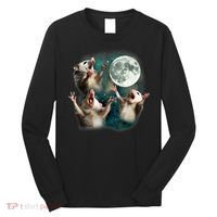 Three Possum Moon | 3 Opossum Funny Weird Cursed Meme Long Sleeve Shirt thumb 0