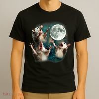 Three Possum Moon | 3 Opossum Funny Weird Cursed Meme T-Shirt thumb 3
