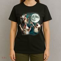 Three Possum Moon | 3 Opossum Funny Weird Cursed Meme T-Shirt thumb 4