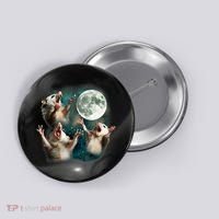 Three Possum Moon | 3 Opossum Funny Weird Cursed Meme Button thumb 0