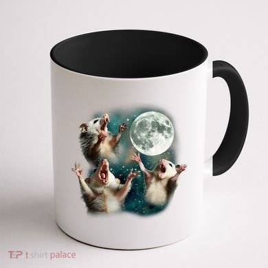 Three Possum Moon | 3 Opossum Funny Weird Cursed Meme Coffee Mug back