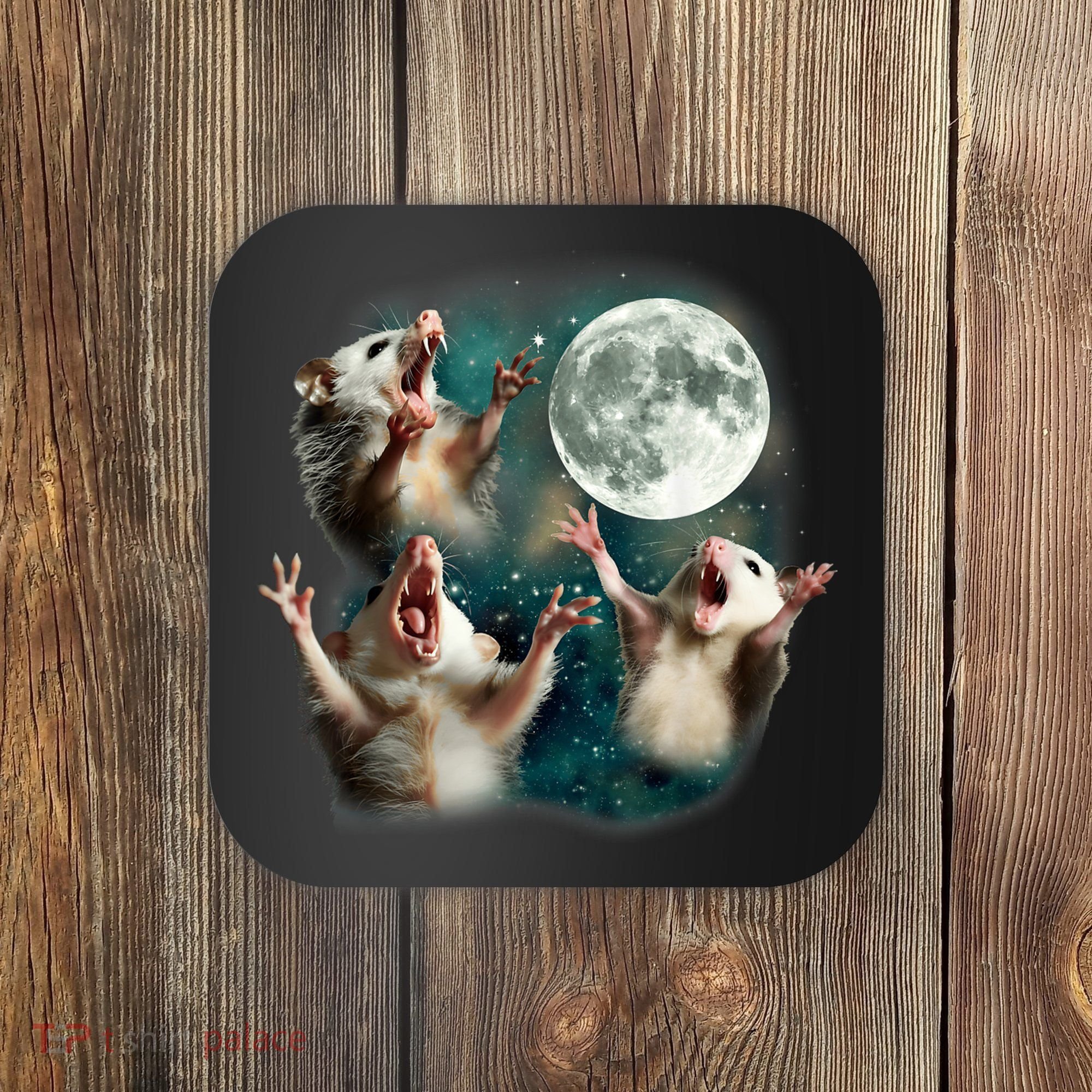 Three Possum Moon | 3 Opossum Funny Weird Cursed Meme Coaster