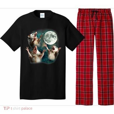 Three Possum Moon | 3 Opossum Funny Weird Cursed Meme Pajama Set