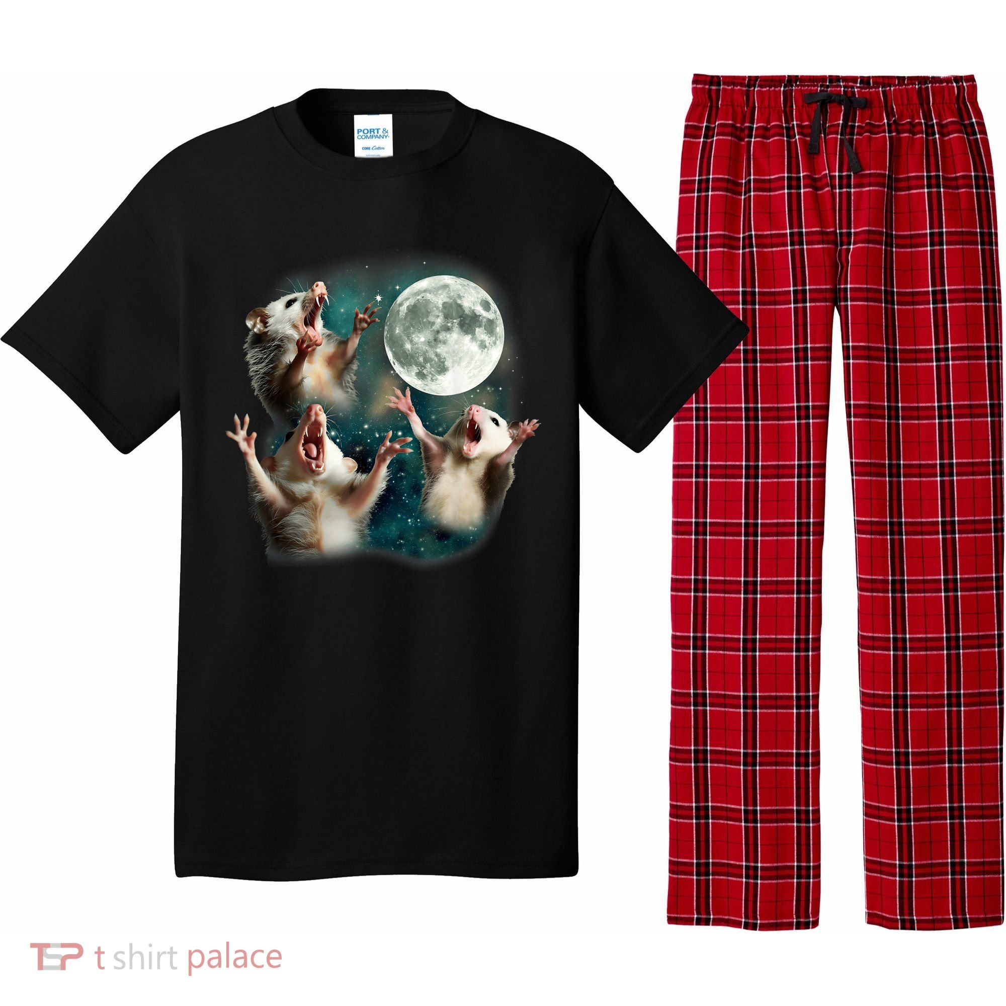 Three Possum Moon | 3 Opossum Funny Weird Cursed Meme Pajama Set