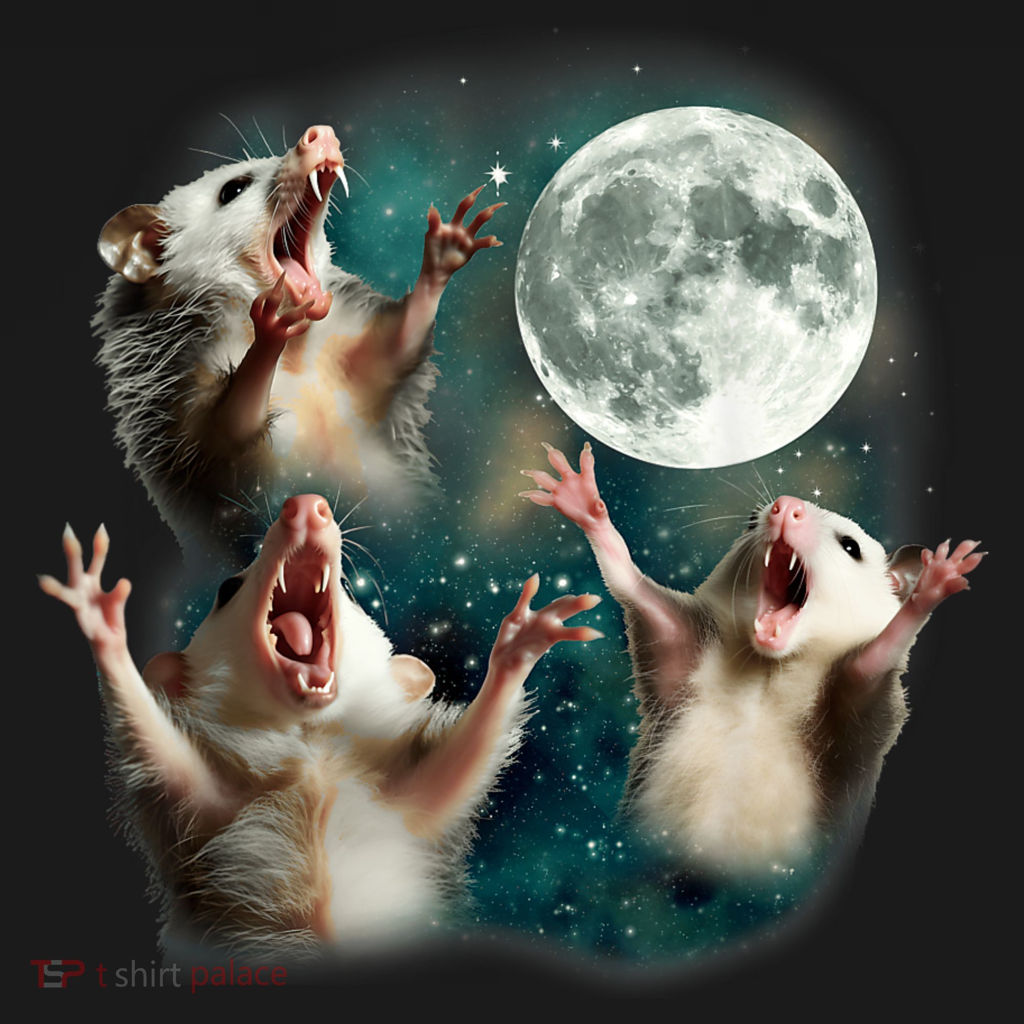 Three Possum Moon | 3 Opossum Funny Weird Cursed Meme Pajama Set