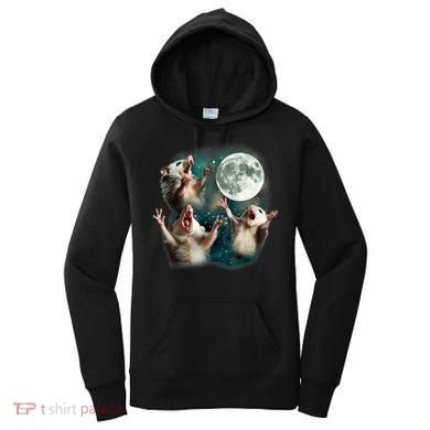 Three Possum Moon | 3 Opossum Funny Weird Cursed Meme Women's Hoodie