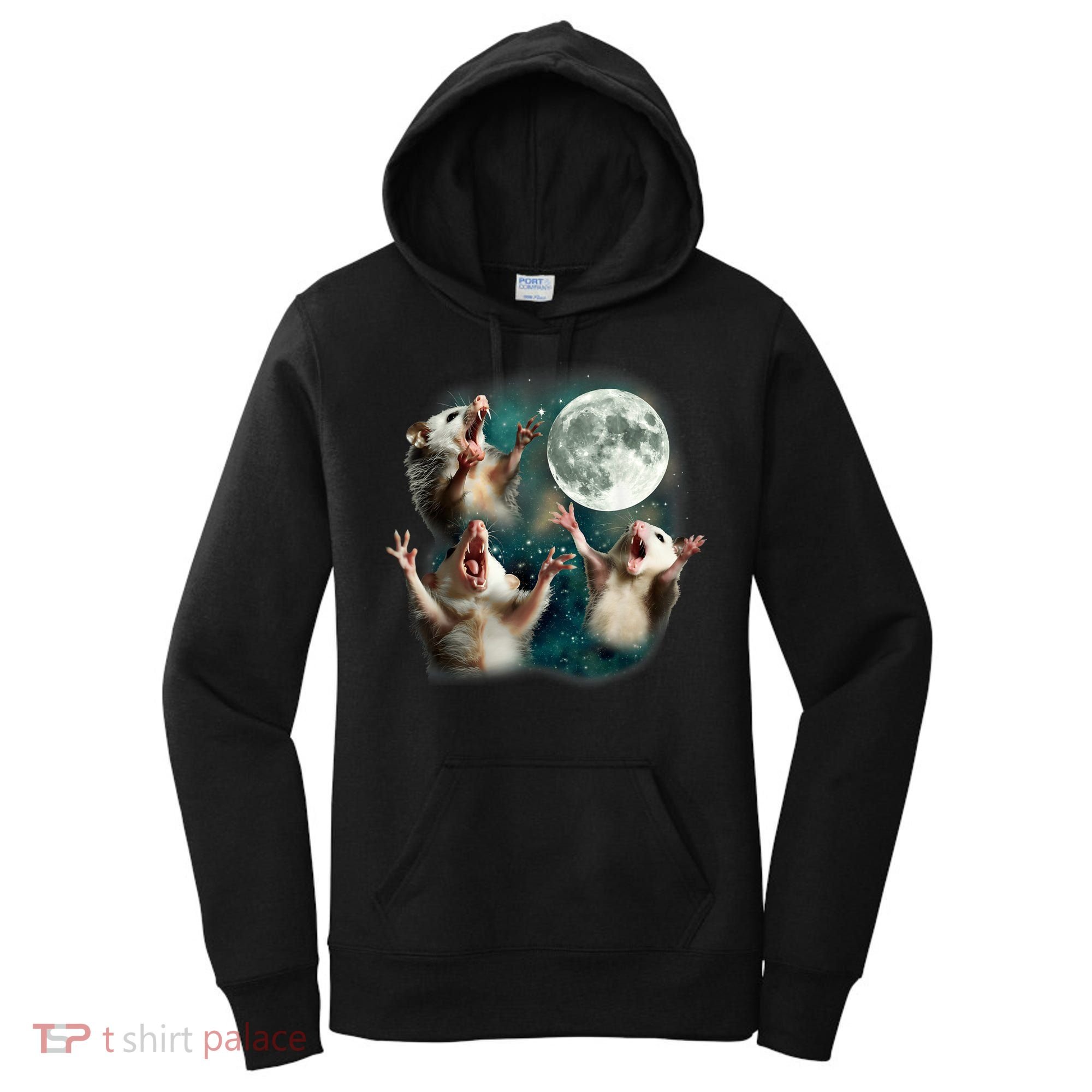 Three Possum Moon | 3 Opossum Funny Weird Cursed Meme Women's Hoodie
