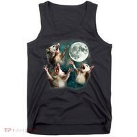 Three Possum Moon | 3 Opossum Funny Weird Cursed Meme Tank Top thumb 0