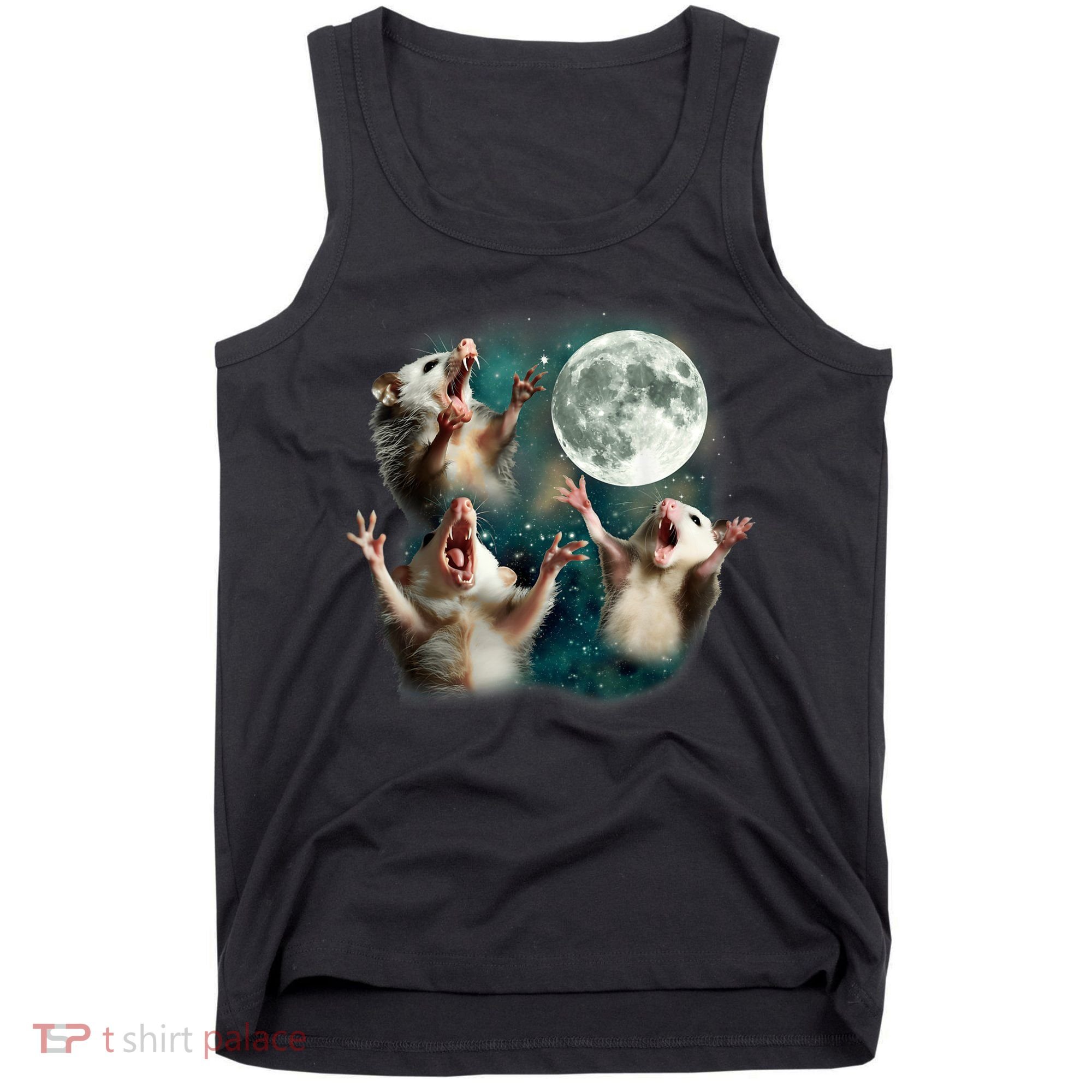 Three Possum Moon | 3 Opossum Funny Weird Cursed Meme Tank Top