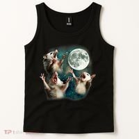 Three Possum Moon | 3 Opossum Funny Weird Cursed Meme Tank Top thumb 2