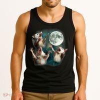 Three Possum Moon | 3 Opossum Funny Weird Cursed Meme Tank Top thumb 3
