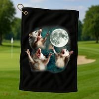 Three Possum Moon | 3 Opossum Funny Weird Cursed Meme Golf Towel thumb 1