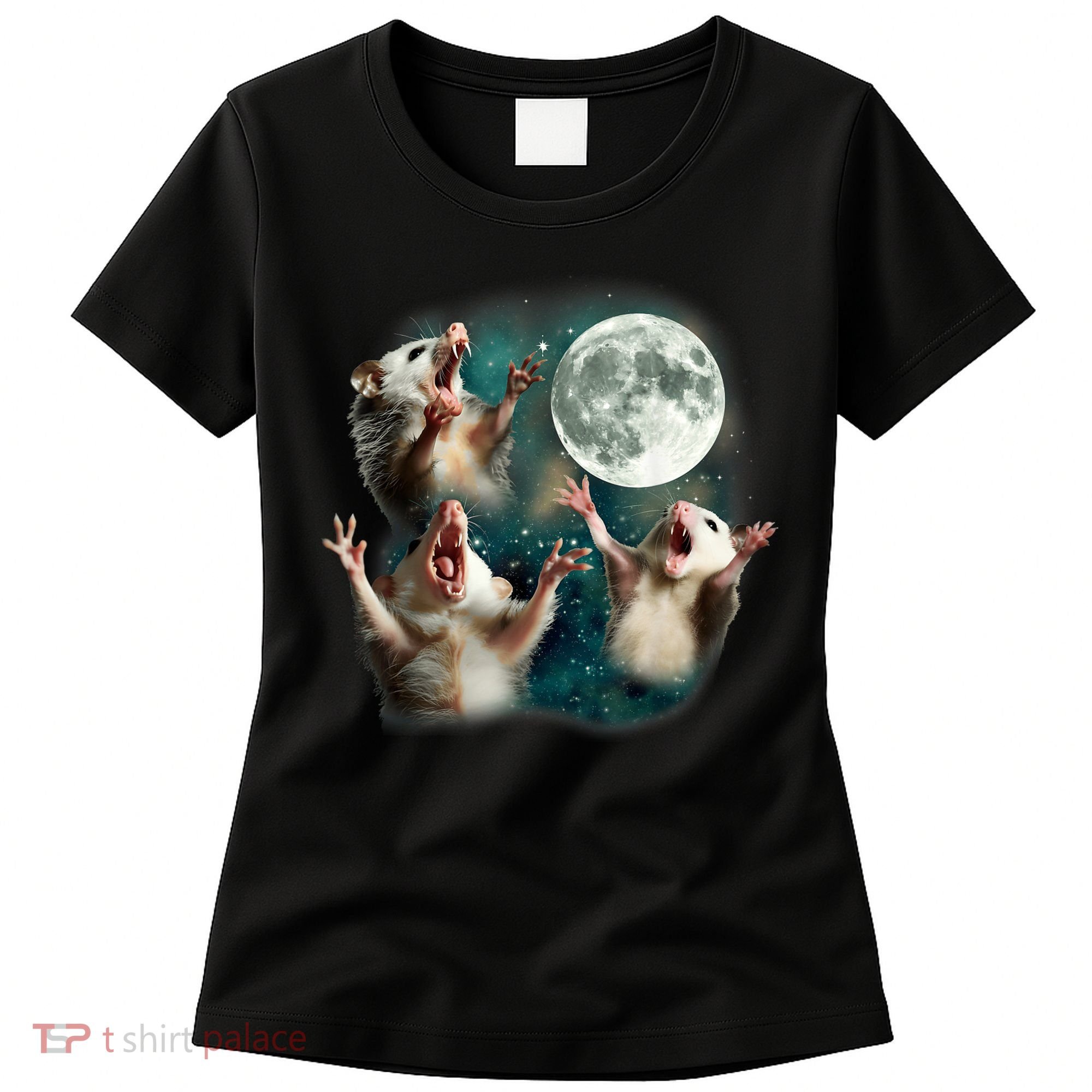 Three Possum Moon | 3 Opossum Funny Weird Cursed Meme Women's T-Shirt