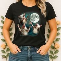 Three Possum Moon | 3 Opossum Funny Weird Cursed Meme Women's T-Shirt thumb 2
