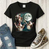 Three Possum Moon | 3 Opossum Funny Weird Cursed Meme Women's T-Shirt thumb 3