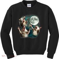 Three Possum Moon | 3 Opossum Funny Weird Cursed Meme Kids Sweatshirt thumb 0