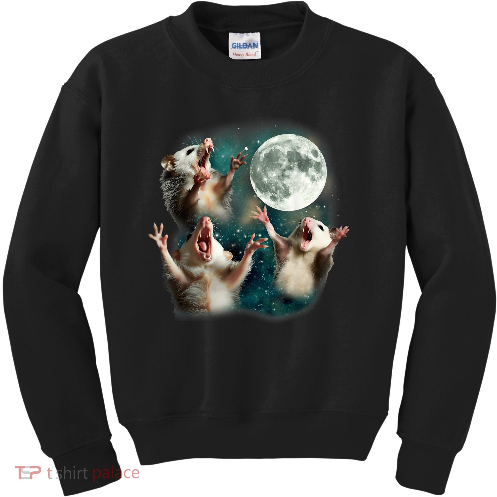 Three Possum Moon | 3 Opossum Funny Weird Cursed Meme Kids Sweatshirt