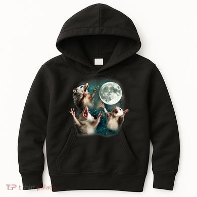 Three Possum Moon | 3 Opossum Funny Weird Cursed Meme Kids Hoodie