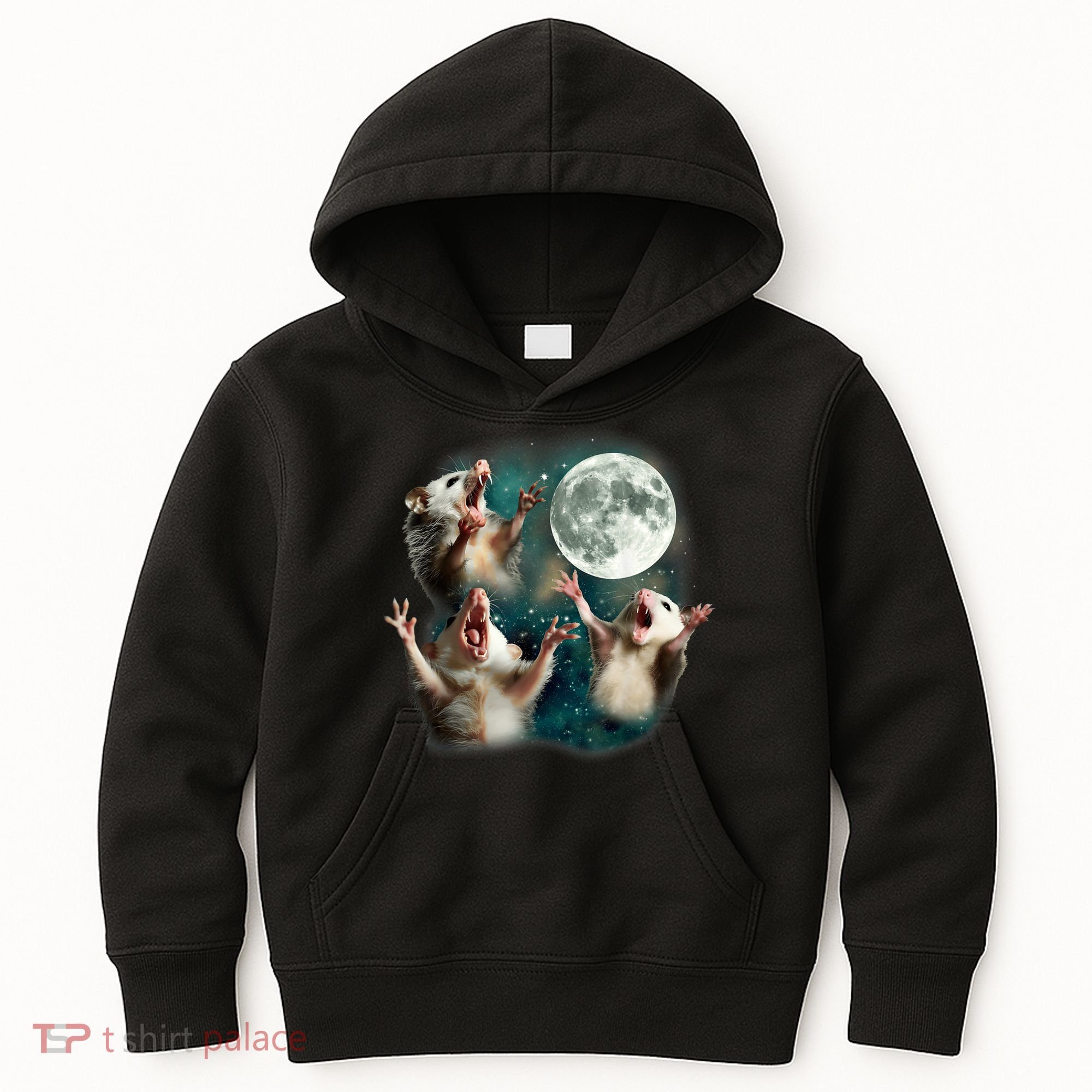 Three Possum Moon | 3 Opossum Funny Weird Cursed Meme Kids Hoodie