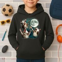 Three Possum Moon | 3 Opossum Funny Weird Cursed Meme Kids Hoodie thumb 2