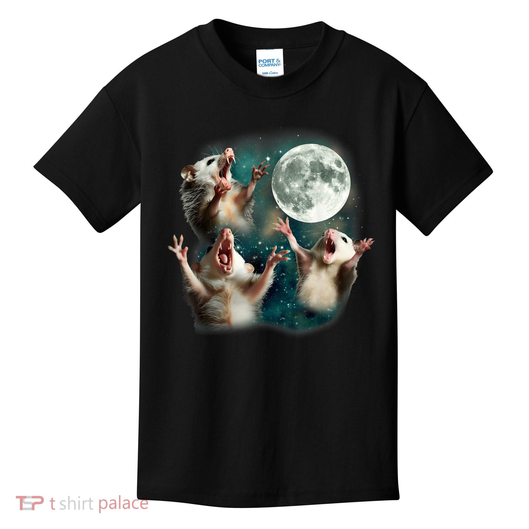 Three Possum Moon | 3 Opossum Funny Weird Cursed Meme Kids T-Shirt