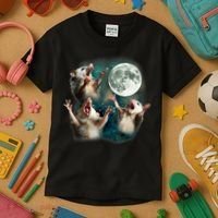 Three Possum Moon | 3 Opossum Funny Weird Cursed Meme Kids T-Shirt thumb 3