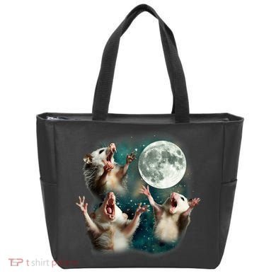 Three Possum Moon | 3 Opossum Funny Weird Cursed Meme Tote Bag