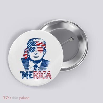 Trump Patriotic Merica Button