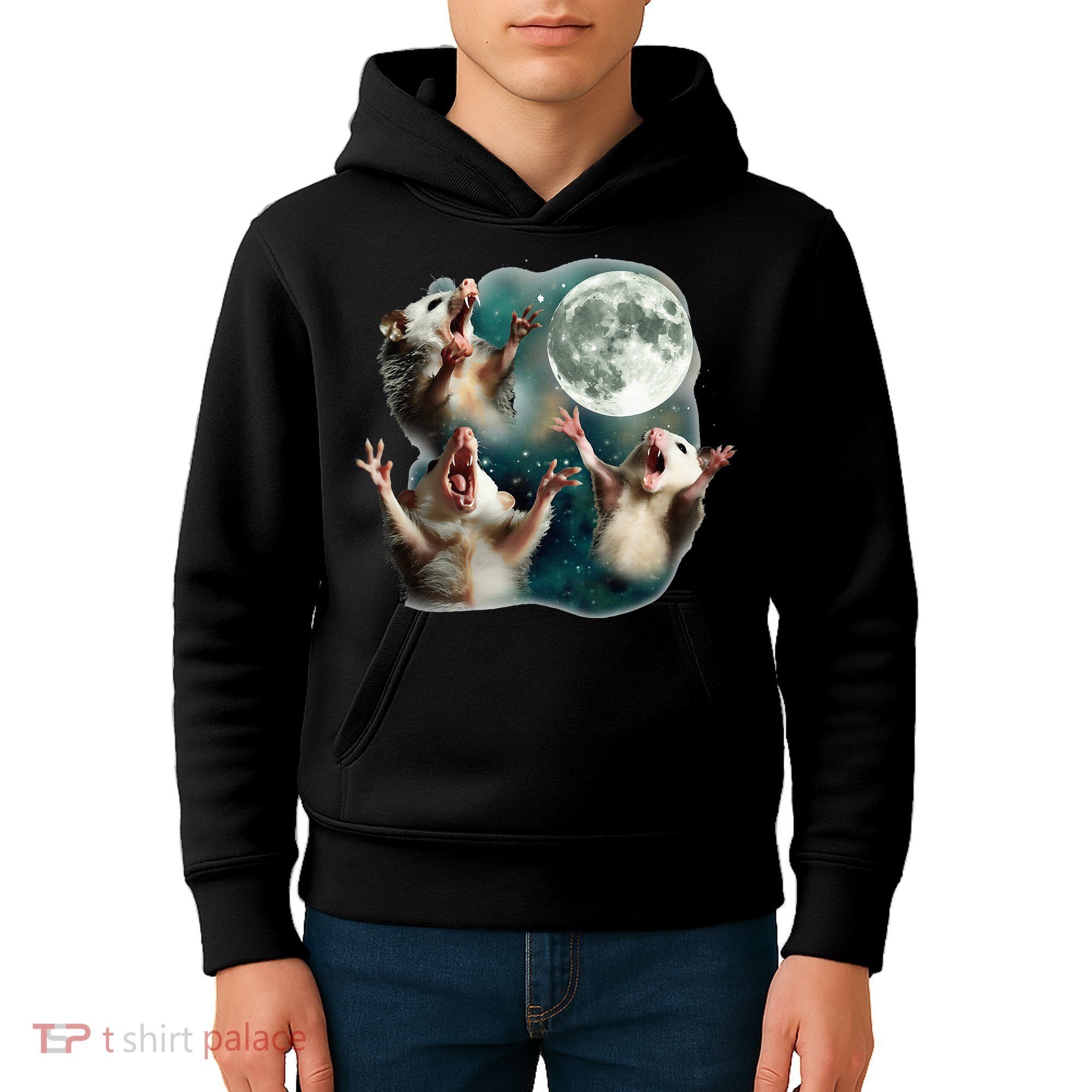 Three Possum Moon 3 Opossum Kids Hoodie