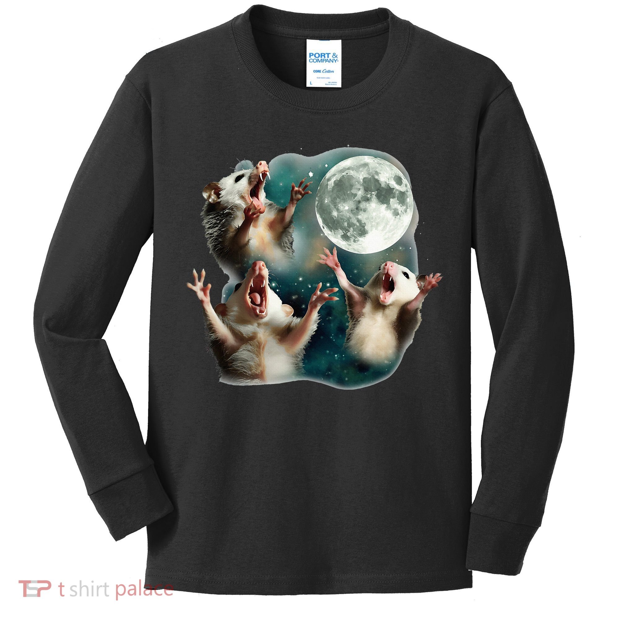 Three Possum Moon 3 Opossum Kids Long Sleeve Shirt