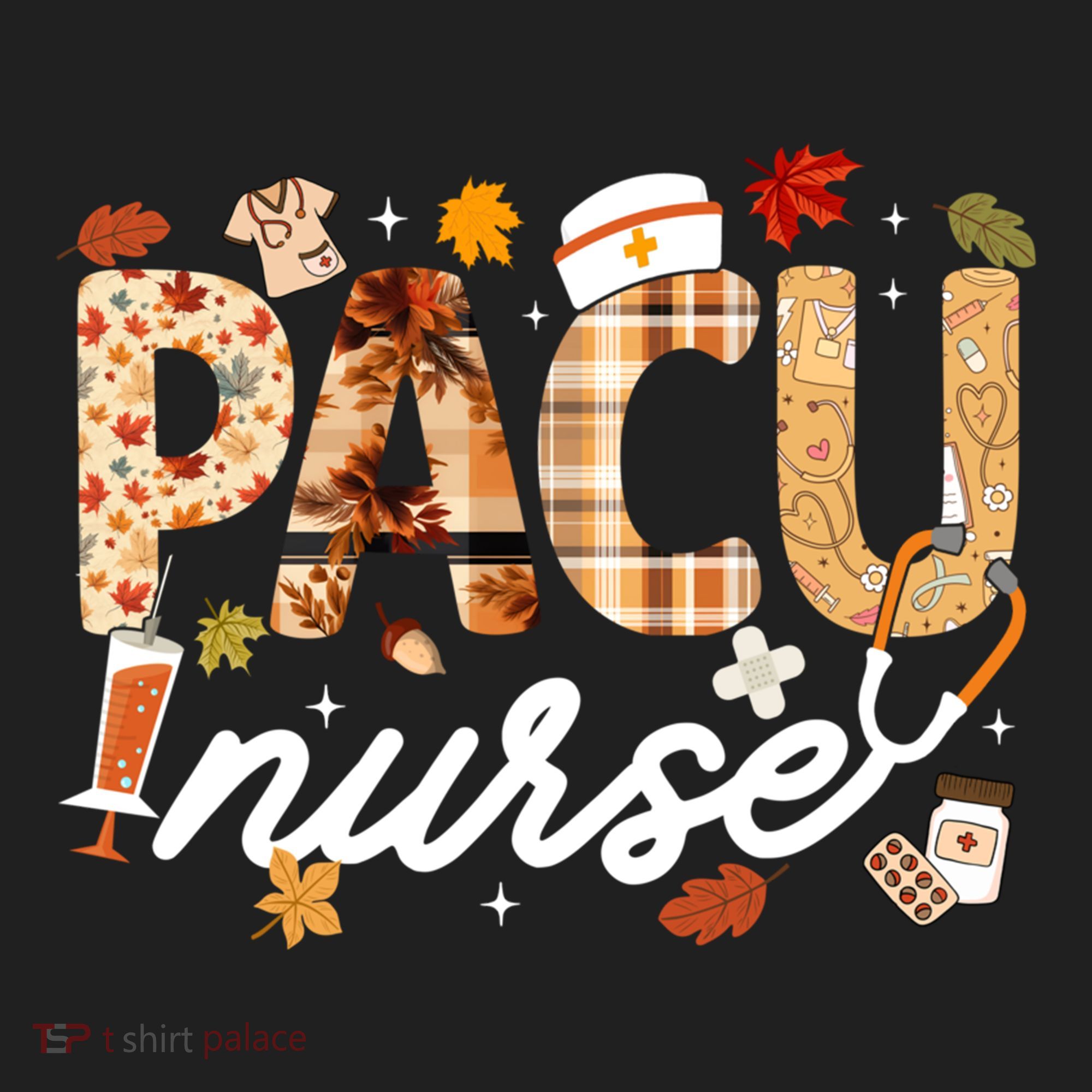 Thanksgiving Pacu Nurse Fall Autumn Leaves Stethoscope Gift Beanie