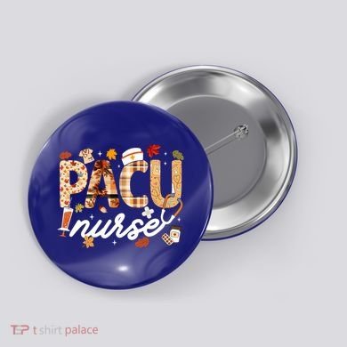 Thanksgiving Pacu Nurse Fall Autumn Leaves Stethoscope Gift Button