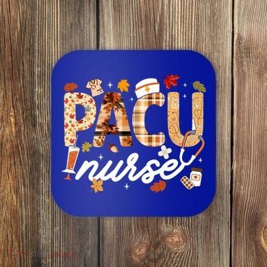 Thanksgiving Pacu Nurse Fall Autumn Leaves Stethoscope Gift Coaster