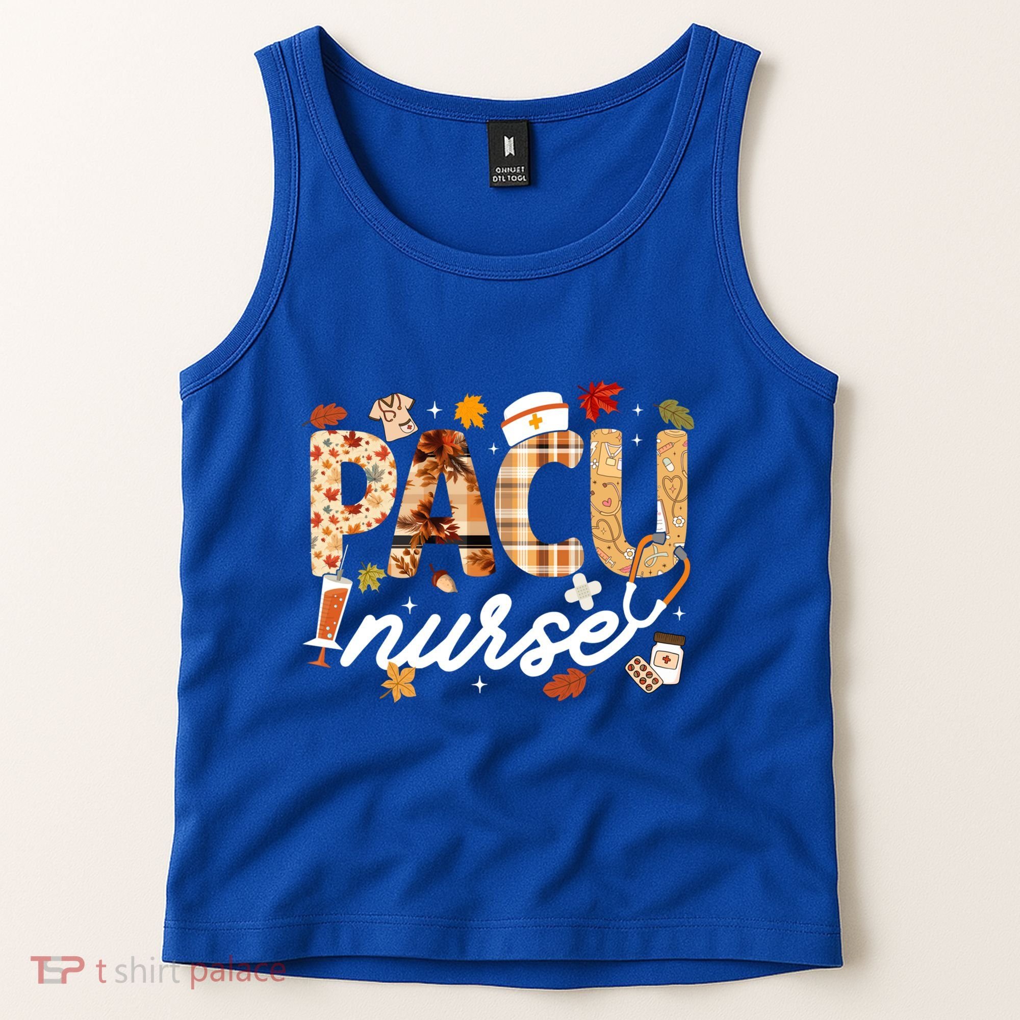 Thanksgiving Pacu Nurse Fall Autumn Leaves Stethoscope Gift Tank Top