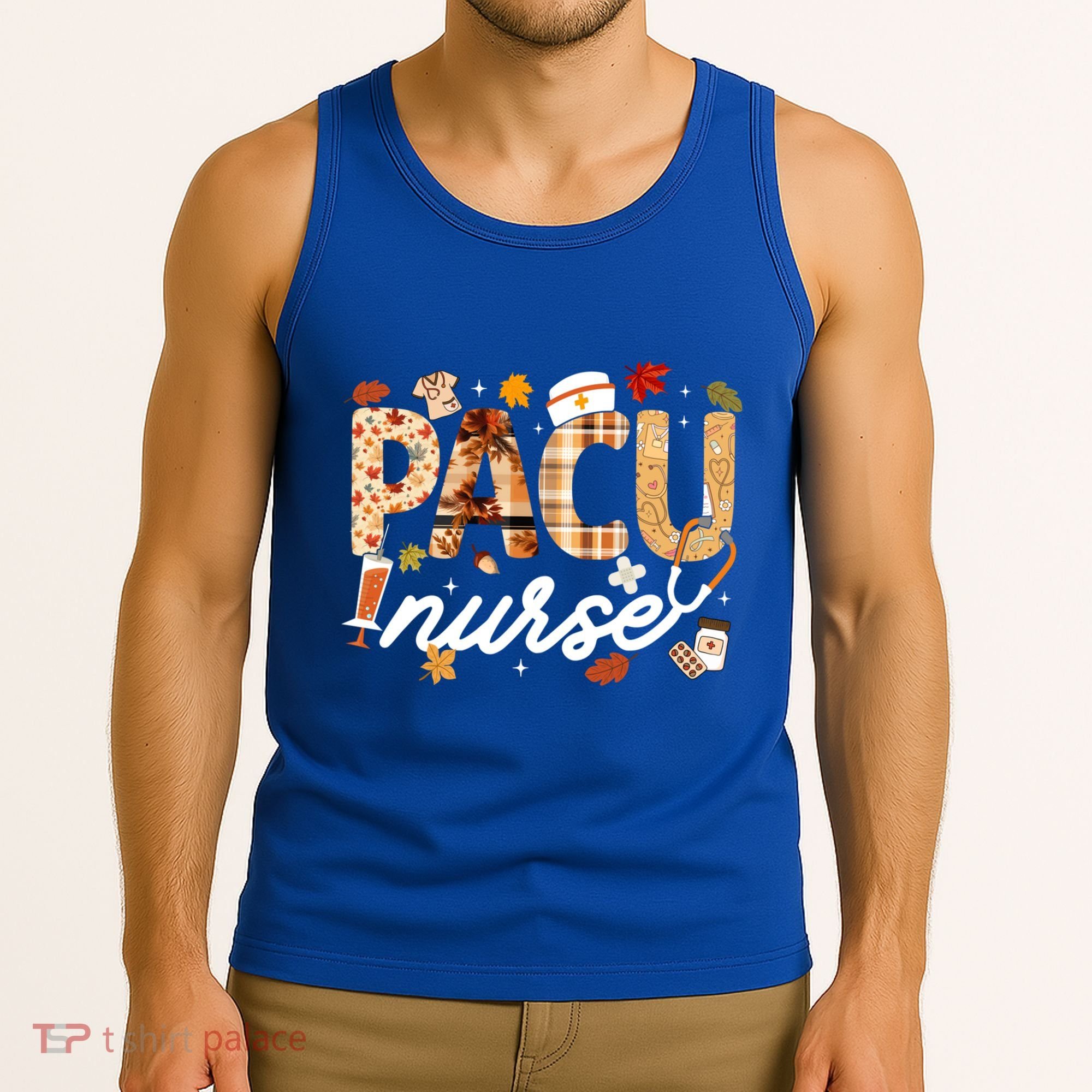 Thanksgiving Pacu Nurse Fall Autumn Leaves Stethoscope Gift Tank Top