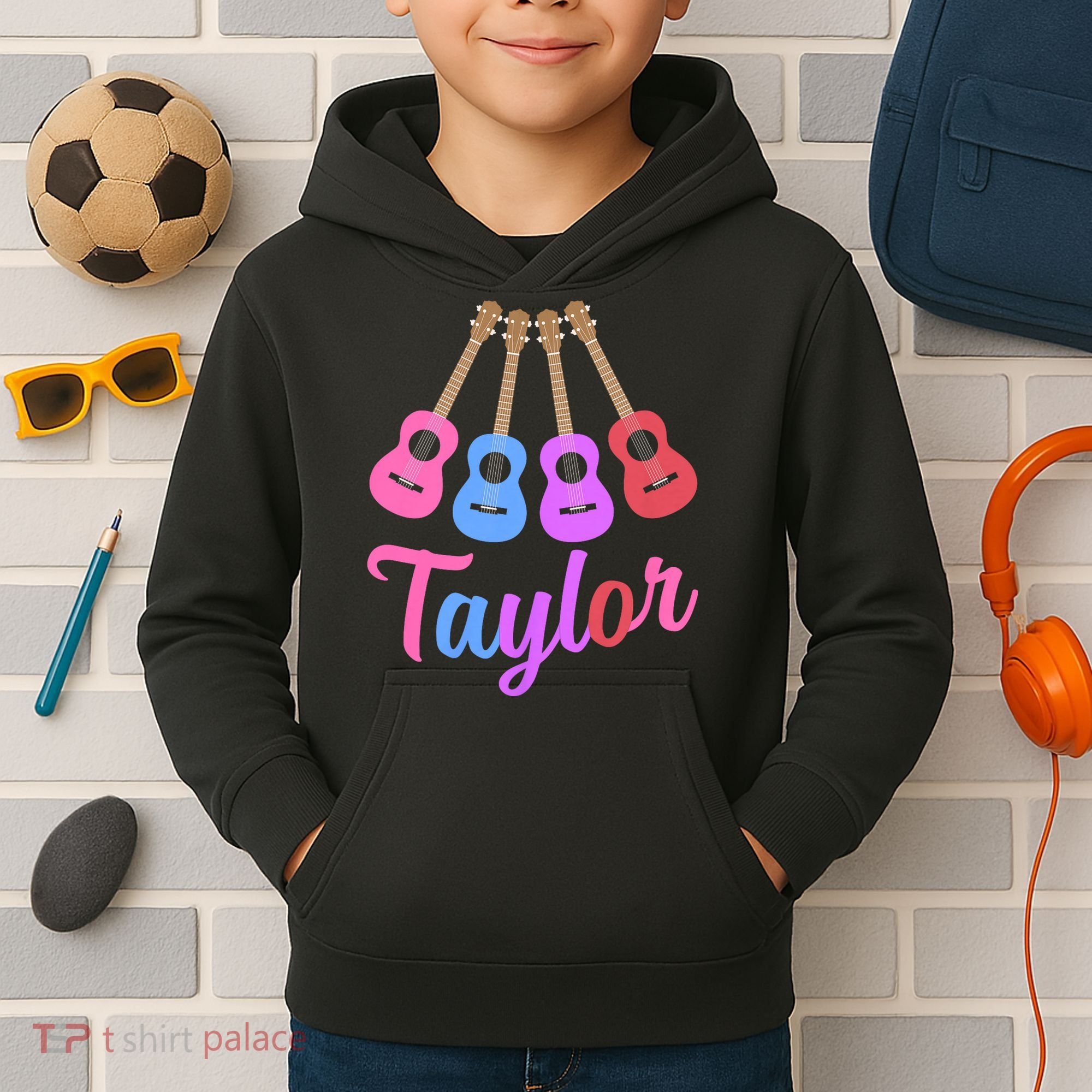 Taylor Personalized Name I Love Taylor Girl Groovy 70S Kids Hoodie