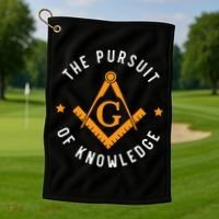 The Pursuit Of Knowledge Mason Fraternal Smib Freemason Golf Towel thumb 1