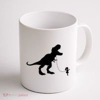 TREX PET ON A LEASH GIRL Coffee Mug thumb 1