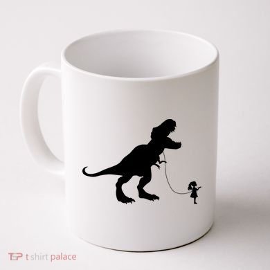 TREX PET ON A LEASH GIRL Coffee Mug