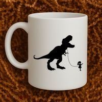 TREX PET ON A LEASH GIRL Coffee Mug thumb 2