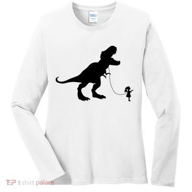 TREX PET ON A LEASH GIRL Women's Long Sleeve Shirt