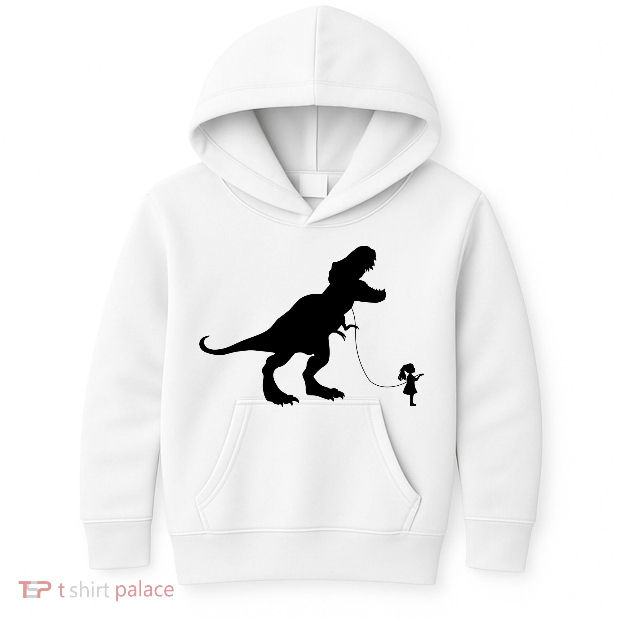 TREX PET ON A LEASH GIRL Kids Hoodie