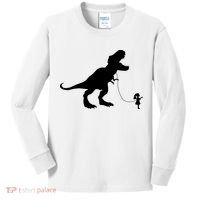 TREX PET ON A LEASH GIRL Kids Long Sleeve Shirt thumb 0