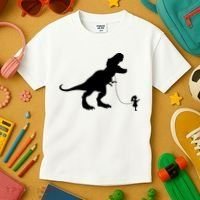 TREX PET ON A LEASH GIRL Kids T-Shirt thumb 3