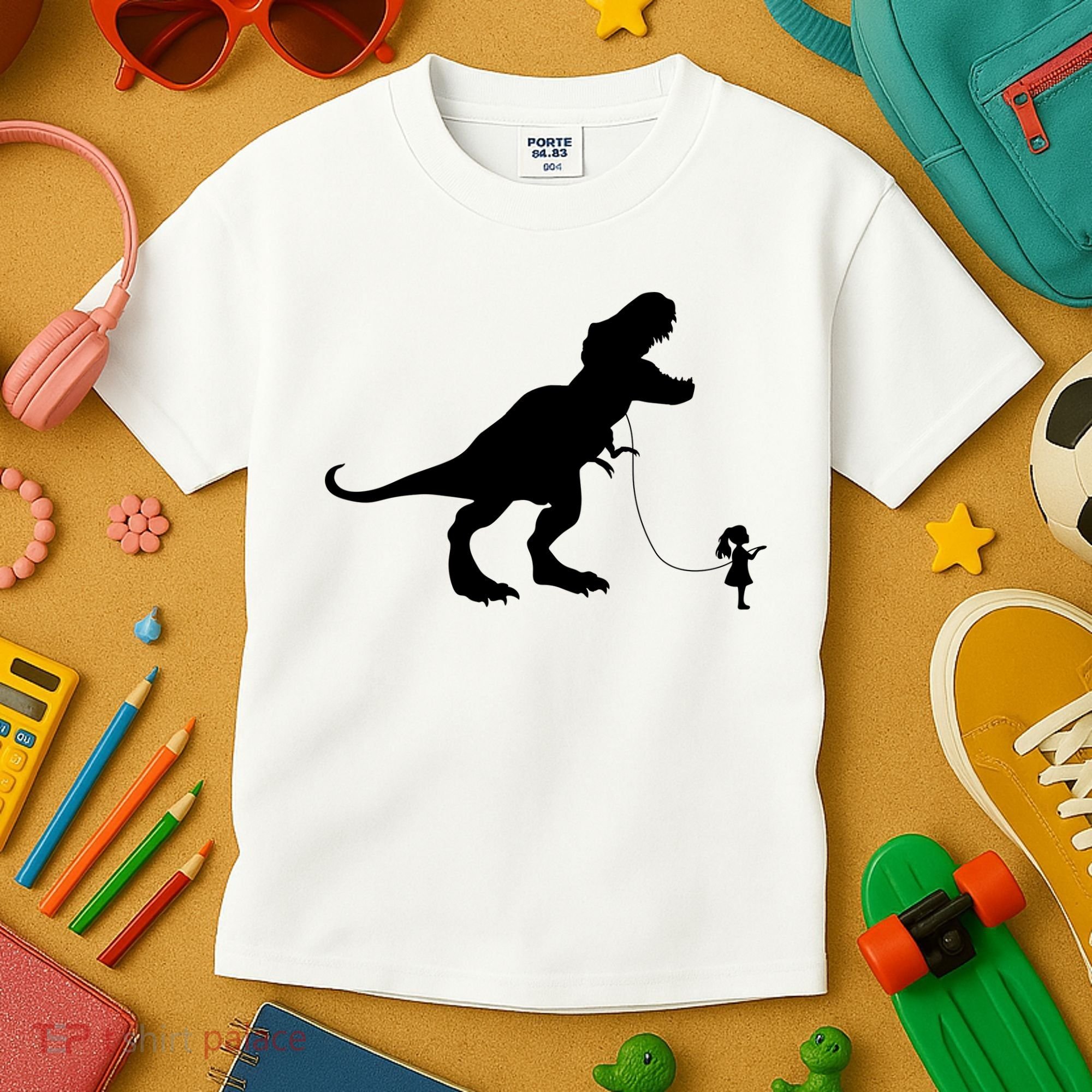 TREX PET ON A LEASH GIRL Kids T-Shirt