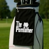 The Pomfather - Pom Father Funny Dog Dad Pomeranian Lover Golf Towel thumb 2