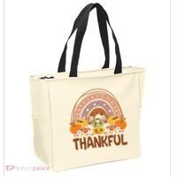 Thankful Pumpkin Patch Cute Rainbow Holiday Tote Bag thumb 2